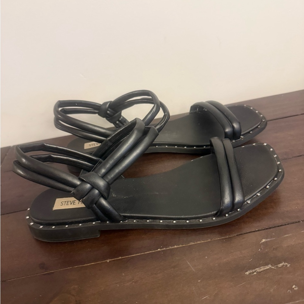 Steve Madden Black Knotted Strap Stud-Trim Sandals